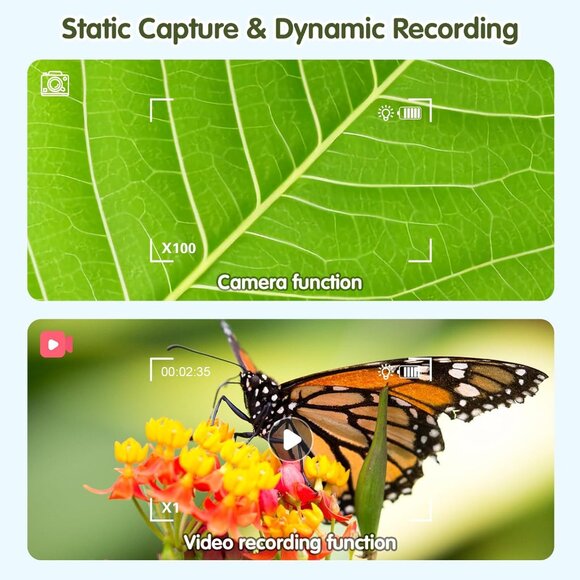 2-in-1 Microscope & Camera for Adults Kids with Dual Lens Photo & Video Digital - Picture 4 of 7